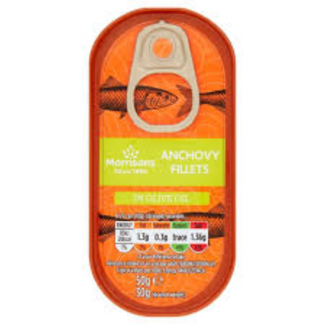 MORRISONS ANCHOVY FILLET IN OLIVE OIL 50G